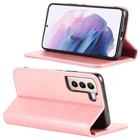 Handytasche Stand Schutzhülle Flip Leder Hülle D04T für Samsung Galaxy S21 5G Rosa