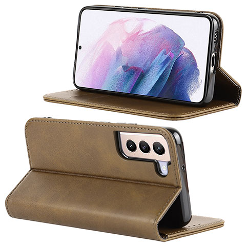 Handytasche Stand Schutzhülle Flip Leder Hülle D04T für Samsung Galaxy S21 Plus 5G Kahki