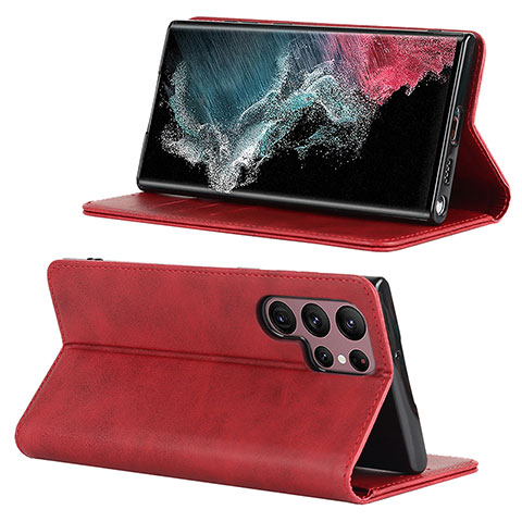 Handytasche Stand Schutzhülle Flip Leder Hülle D04T für Samsung Galaxy S21 Ultra 5G Rot