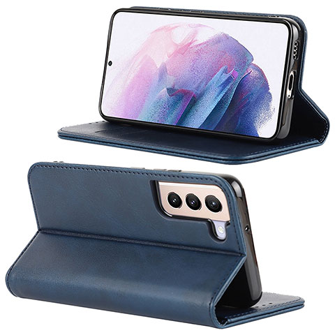 Handytasche Stand Schutzhülle Flip Leder Hülle D04T für Samsung Galaxy S22 5G Blau