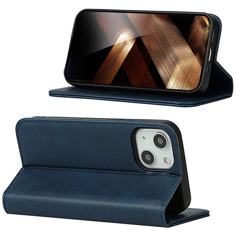 Handytasche Stand Schutzhülle Flip Leder Hülle D05T für Apple iPhone 13 Blau