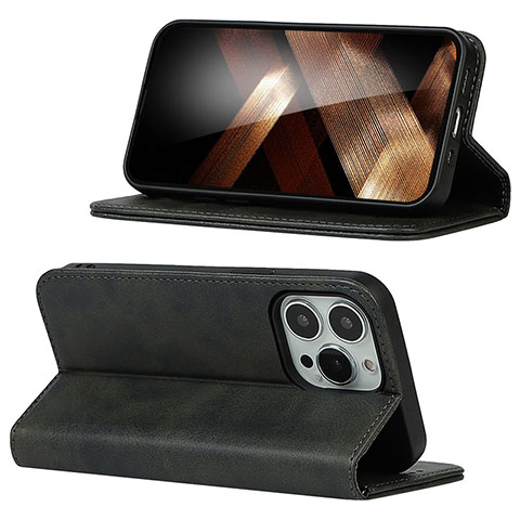 Handytasche Stand Schutzhülle Flip Leder Hülle D05T für Apple iPhone 13 Pro Max Schwarz