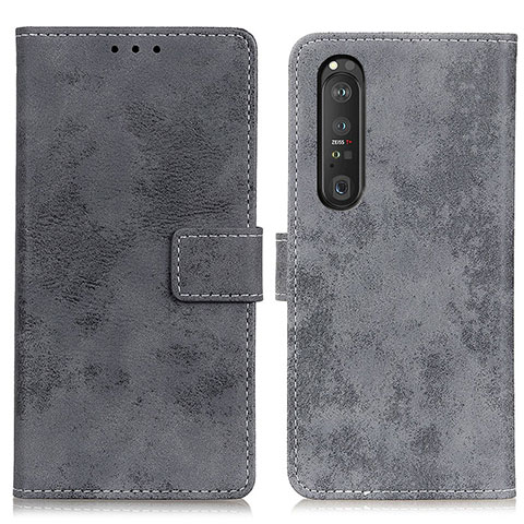 Handytasche Stand Schutzhülle Flip Leder Hülle D05Y für Sony Xperia 1 III Grau