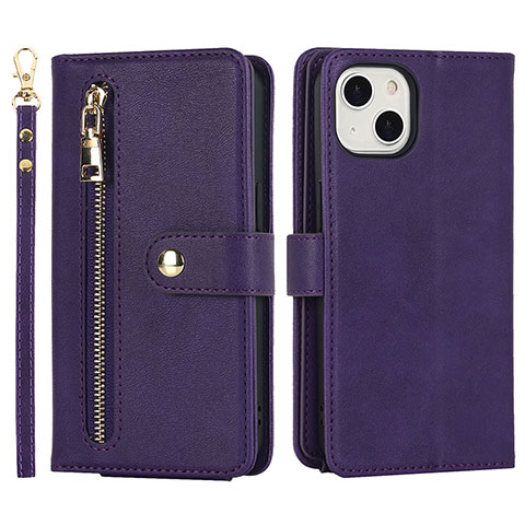 Handytasche Stand Schutzhülle Flip Leder Hülle D06T für Apple iPhone 15 Plus Violett