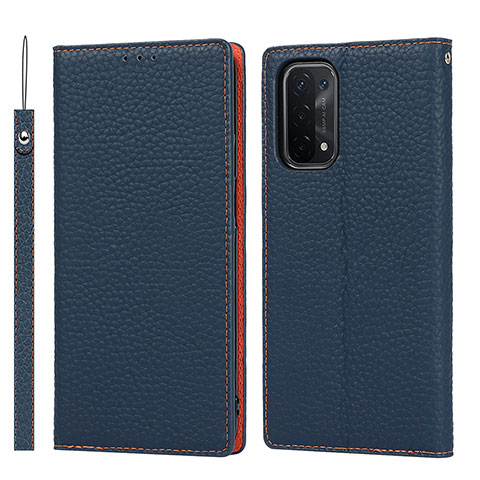 Handytasche Stand Schutzhülle Flip Leder Hülle D06T für Oppo A54 5G Blau