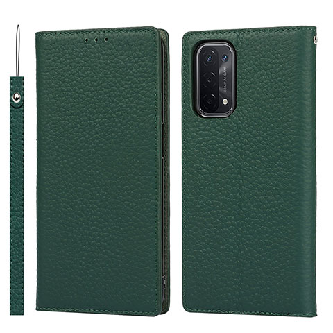 Handytasche Stand Schutzhülle Flip Leder Hülle D06T für Oppo A54 5G Grün