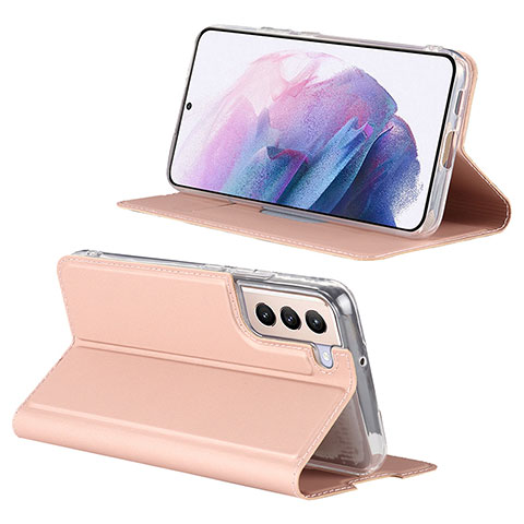 Handytasche Stand Schutzhülle Flip Leder Hülle D06T für Samsung Galaxy S21 5G Rosegold