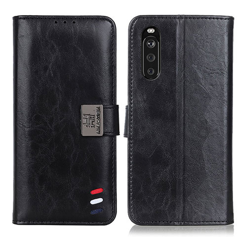 Handytasche Stand Schutzhülle Flip Leder Hülle D06Y für Sony Xperia 10 III Schwarz