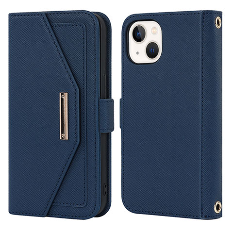 Handytasche Stand Schutzhülle Flip Leder Hülle D07T für Apple iPhone 13 Blau