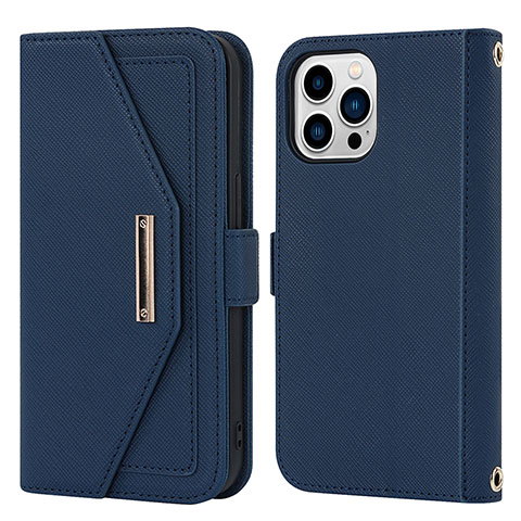 Handytasche Stand Schutzhülle Flip Leder Hülle D07T für Apple iPhone 13 Pro Max Blau