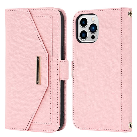 Handytasche Stand Schutzhülle Flip Leder Hülle D07T für Apple iPhone 13 Pro Max Rosegold