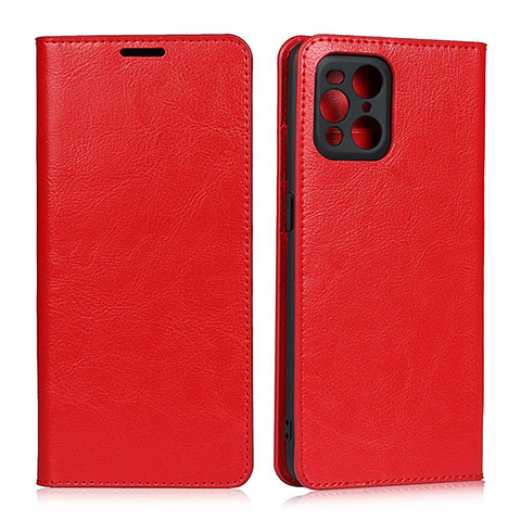 Handytasche Stand Schutzhülle Flip Leder Hülle D07T für Oppo Find X3 5G Rot