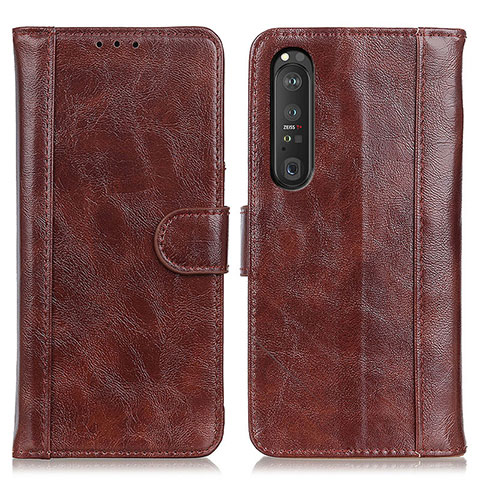 Handytasche Stand Schutzhülle Flip Leder Hülle D07Y für Sony Xperia 1 III Braun