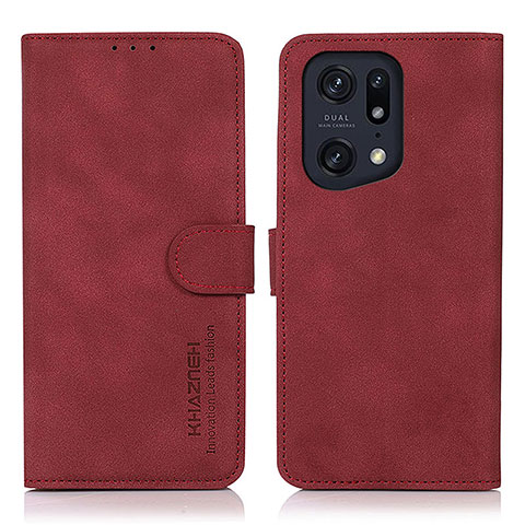 Handytasche Stand Schutzhülle Flip Leder Hülle D08Y für Oppo Find X5 Pro 5G Rot