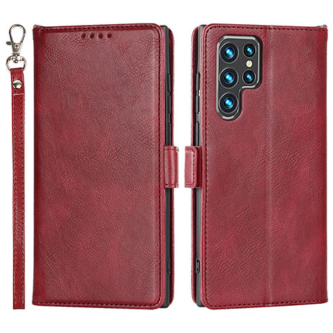 Handytasche Stand Schutzhülle Flip Leder Hülle D09T für Samsung Galaxy S21 Ultra 5G Rot