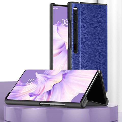 Handytasche Stand Schutzhülle Flip Leder Hülle DL2 für Huawei Mate Xs 2 Blau