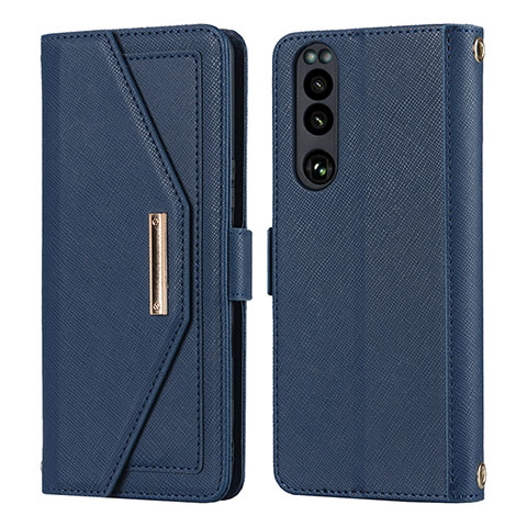 Handytasche Stand Schutzhülle Flip Leder Hülle DT1 für Sony Xperia 5 III Blau