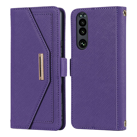 Handytasche Stand Schutzhülle Flip Leder Hülle DT1 für Sony Xperia 5 III Violett