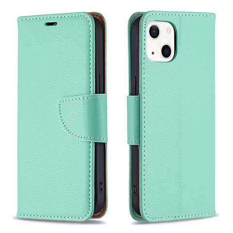 Handytasche Stand Schutzhülle Flip Leder Hülle für Apple iPhone 13 Mini Cyan