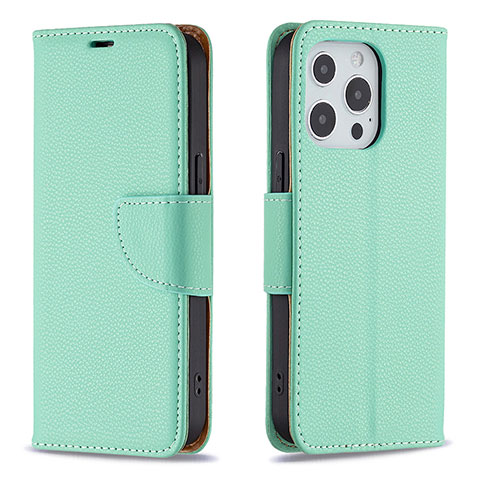 Handytasche Stand Schutzhülle Flip Leder Hülle für Apple iPhone 13 Pro Cyan