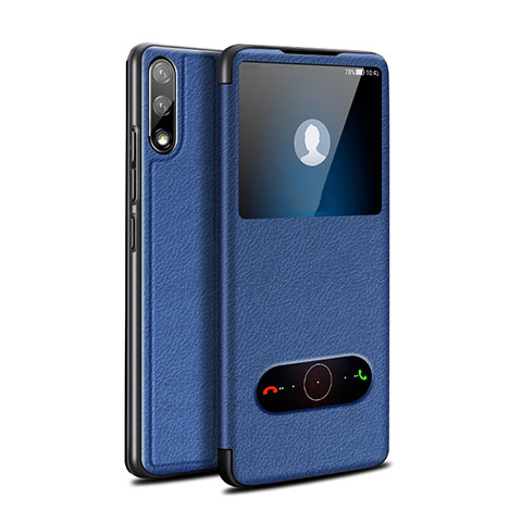 Handytasche Stand Schutzhülle Flip Leder Hülle für Huawei Enjoy 10 Blau