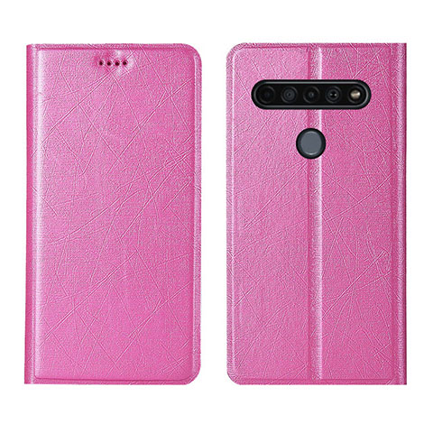 Handytasche Stand Schutzhülle Flip Leder Hülle für LG K51S Rosa