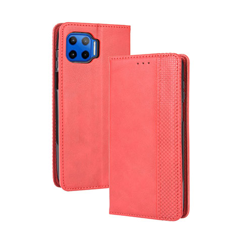 Handytasche Stand Schutzhülle Flip Leder Hülle für Motorola Moto One 5G Rot