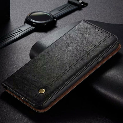 Handytasche Stand Schutzhülle Flip Leder Hülle für Oppo A12 Schwarz