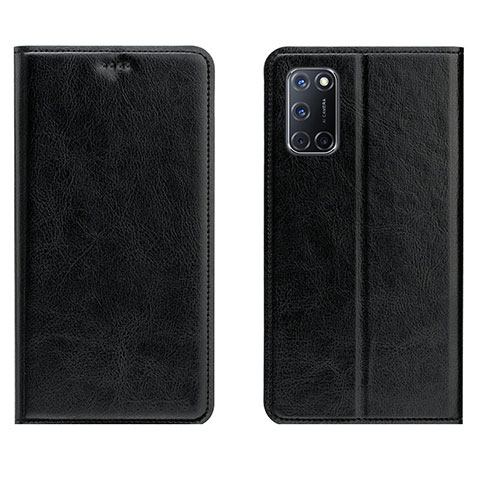 Handytasche Stand Schutzhülle Flip Leder Hülle für Oppo A52 Schwarz