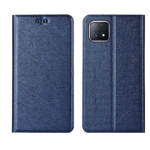 Handytasche Stand Schutzhülle Flip Leder Hülle für Oppo A53 5G Blau