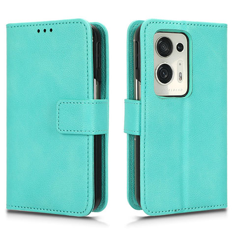 Handytasche Stand Schutzhülle Flip Leder Hülle für Oppo Find N2 5G Cyan