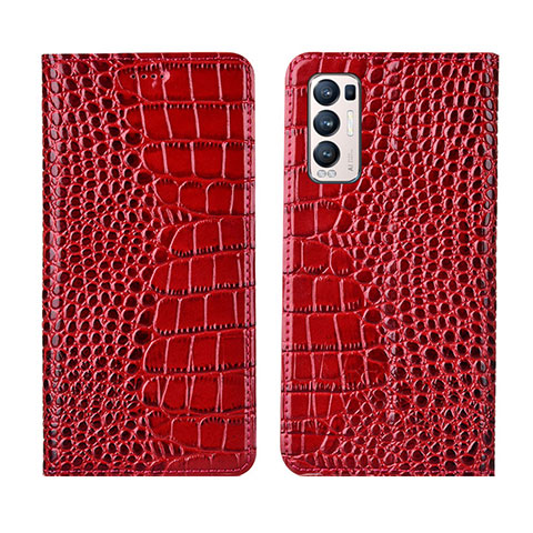 Handytasche Stand Schutzhülle Flip Leder Hülle für Oppo Find X3 Neo 5G Rot