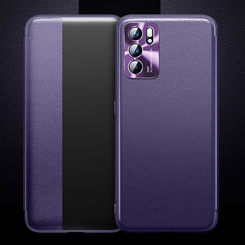 Handytasche Stand Schutzhülle Flip Leder Hülle für Oppo Reno6 5G Violett