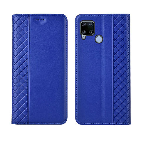 Handytasche Stand Schutzhülle Flip Leder Hülle für Realme C15 Blau