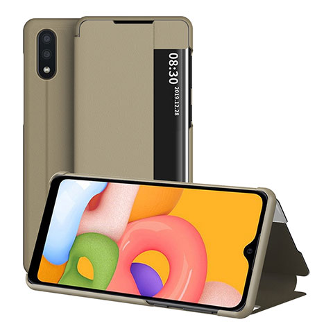 Handytasche Stand Schutzhülle Flip Leder Hülle für Samsung Galaxy A01 SM-A015 Gold