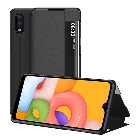 Handytasche Stand Schutzhülle Flip Leder Hülle für Samsung Galaxy A01 SM-A015 Schwarz