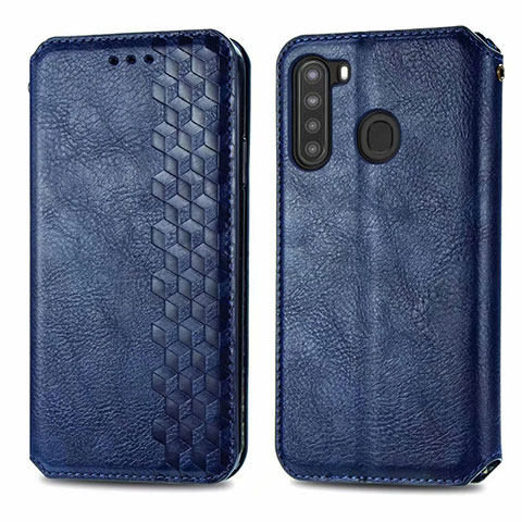 Handytasche Stand Schutzhülle Flip Leder Hülle für Samsung Galaxy A21 Blau