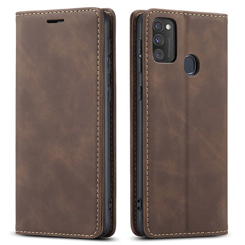 Handytasche Stand Schutzhülle Flip Leder Hülle für Samsung Galaxy M30s Braun