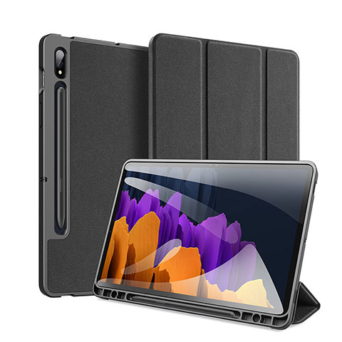 Handytasche Stand Schutzhülle Flip Leder Hülle für Samsung Galaxy Tab S7 11 Wi-Fi SM-T870 Schwarz