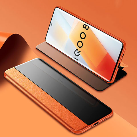 Handytasche Stand Schutzhülle Flip Leder Hülle für Vivo iQOO 8 Pro 5G Orange