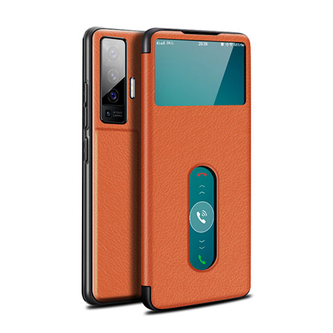 Handytasche Stand Schutzhülle Flip Leder Hülle für Vivo X50 5G Orange