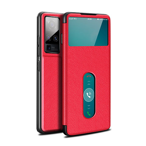 Handytasche Stand Schutzhülle Flip Leder Hülle für Vivo X50 Pro 5G Rot