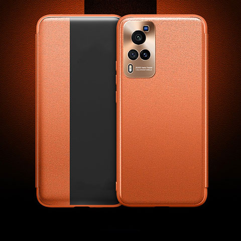 Handytasche Stand Schutzhülle Flip Leder Hülle für Vivo X60 Pro 5G Orange