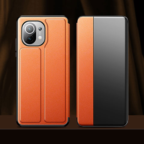 Handytasche Stand Schutzhülle Flip Leder Hülle für Xiaomi Mi 11 Lite 5G NE Orange