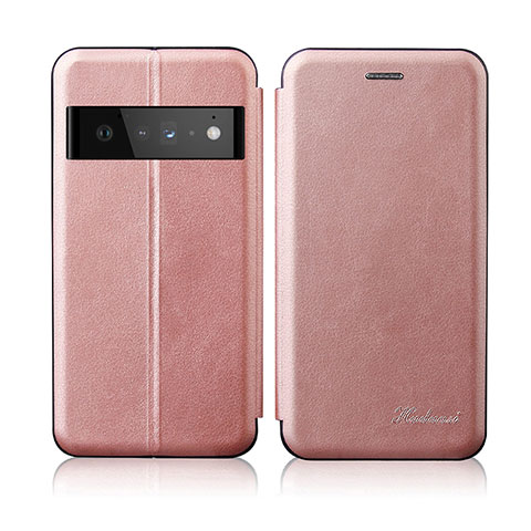 Handytasche Stand Schutzhülle Flip Leder Hülle H01D für Google Pixel 6 Pro 5G Rosegold