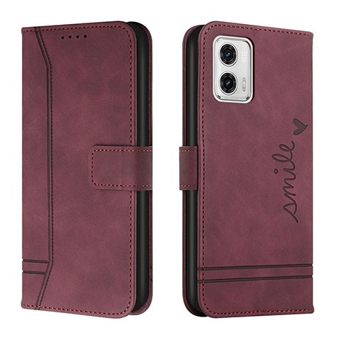 Handytasche Stand Schutzhülle Flip Leder Hülle H01X für Motorola Moto G73 5G Rot