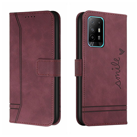 Handytasche Stand Schutzhülle Flip Leder Hülle H01X für Oppo A95 5G Rot