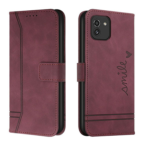 Handytasche Stand Schutzhülle Flip Leder Hülle H01X für Samsung Galaxy A03 Rot