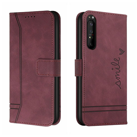 Handytasche Stand Schutzhülle Flip Leder Hülle H01X für Sony Xperia 1 II Rot