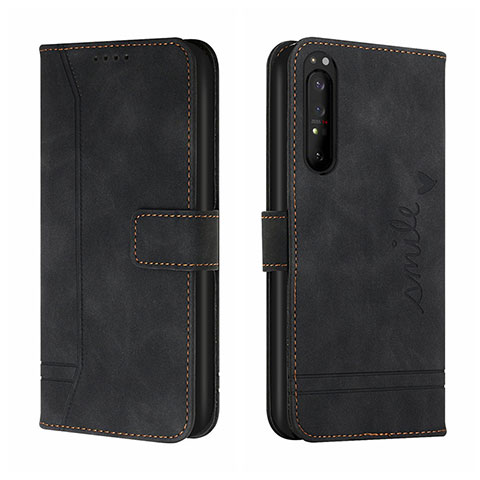 Handytasche Stand Schutzhülle Flip Leder Hülle H01X für Sony Xperia 1 II Schwarz